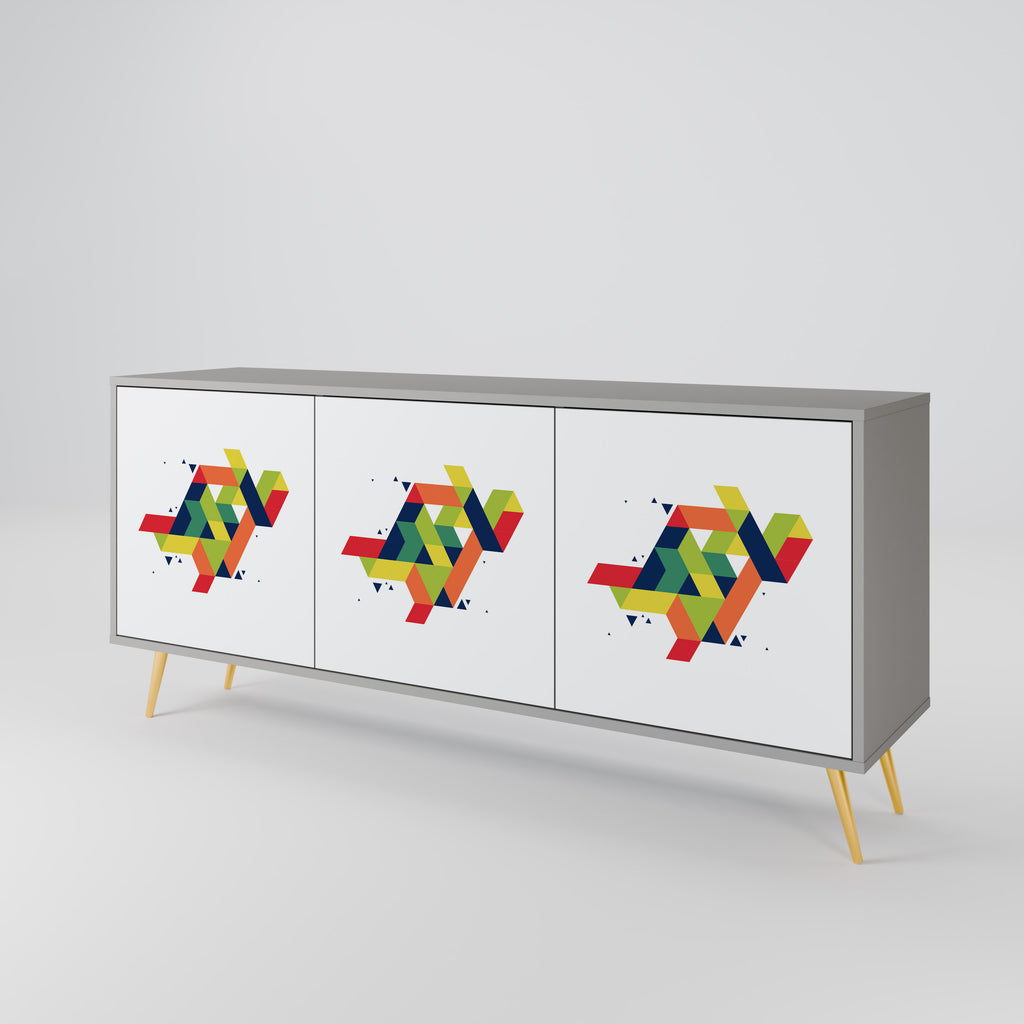 FUTURE SIGN 3-Door Sideboard in Grey Finish