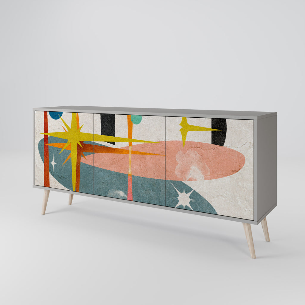 INTERSTELLAR VIBES 3-Door Sideboard in Grey Finish
