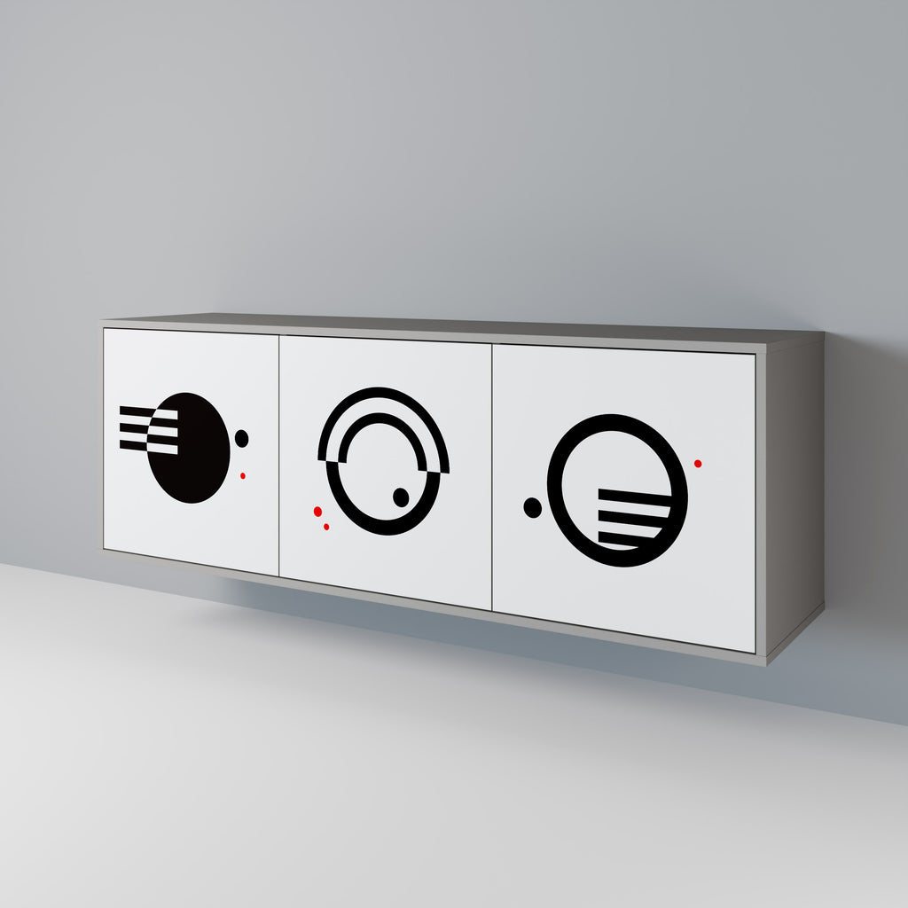 BLACK AND WHITE COMBINATION 3-Door Sideboard in Grey Finish