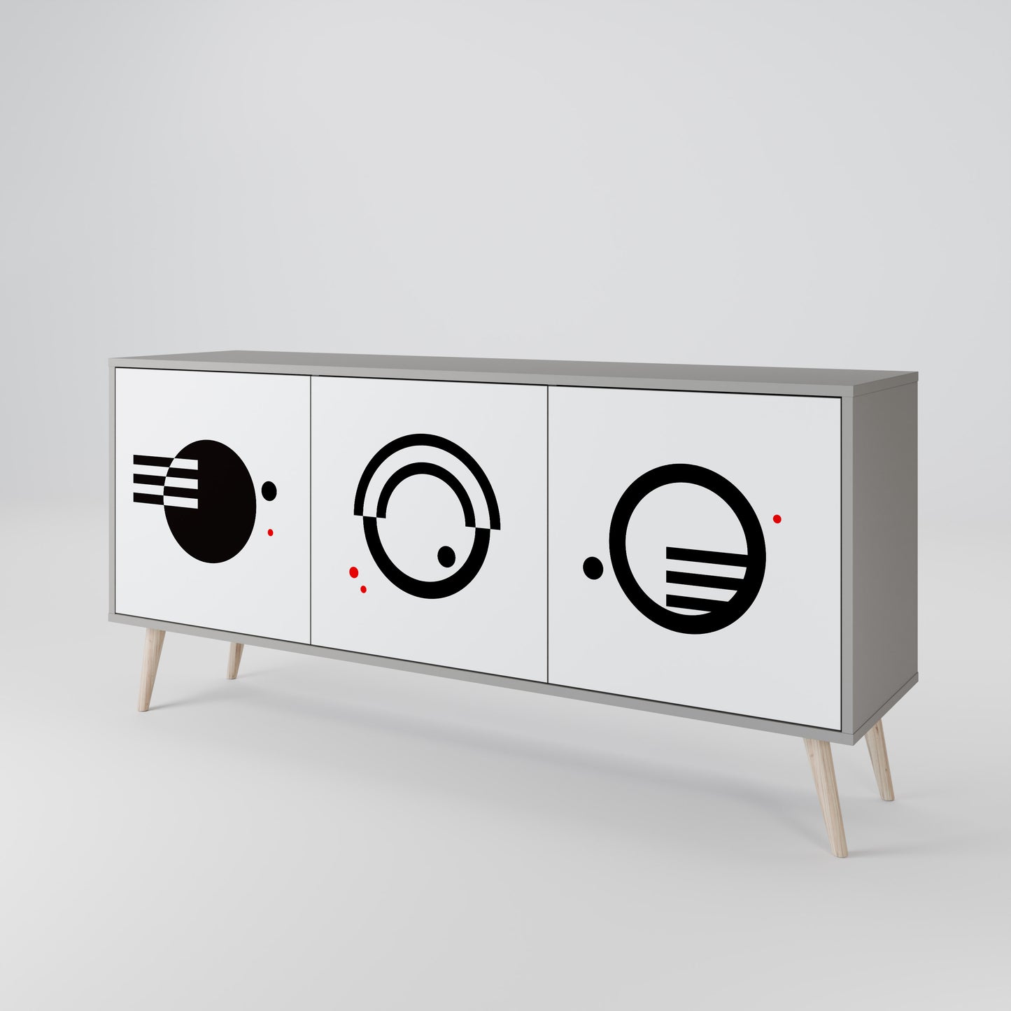 BLACK AND WHITE COMBINATION Aparador de 3 Puertas
