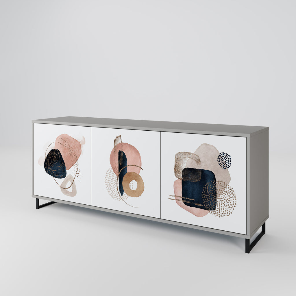 Aparador de 3 puertas COLORFUL SHAPES en acabado gris