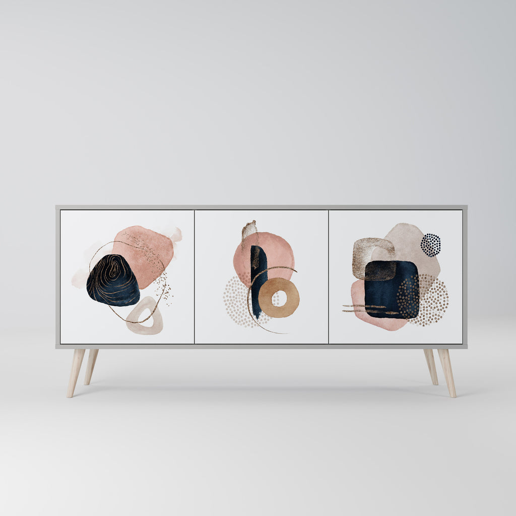 Aparador de 3 puertas COLORFUL SHAPES en acabado gris