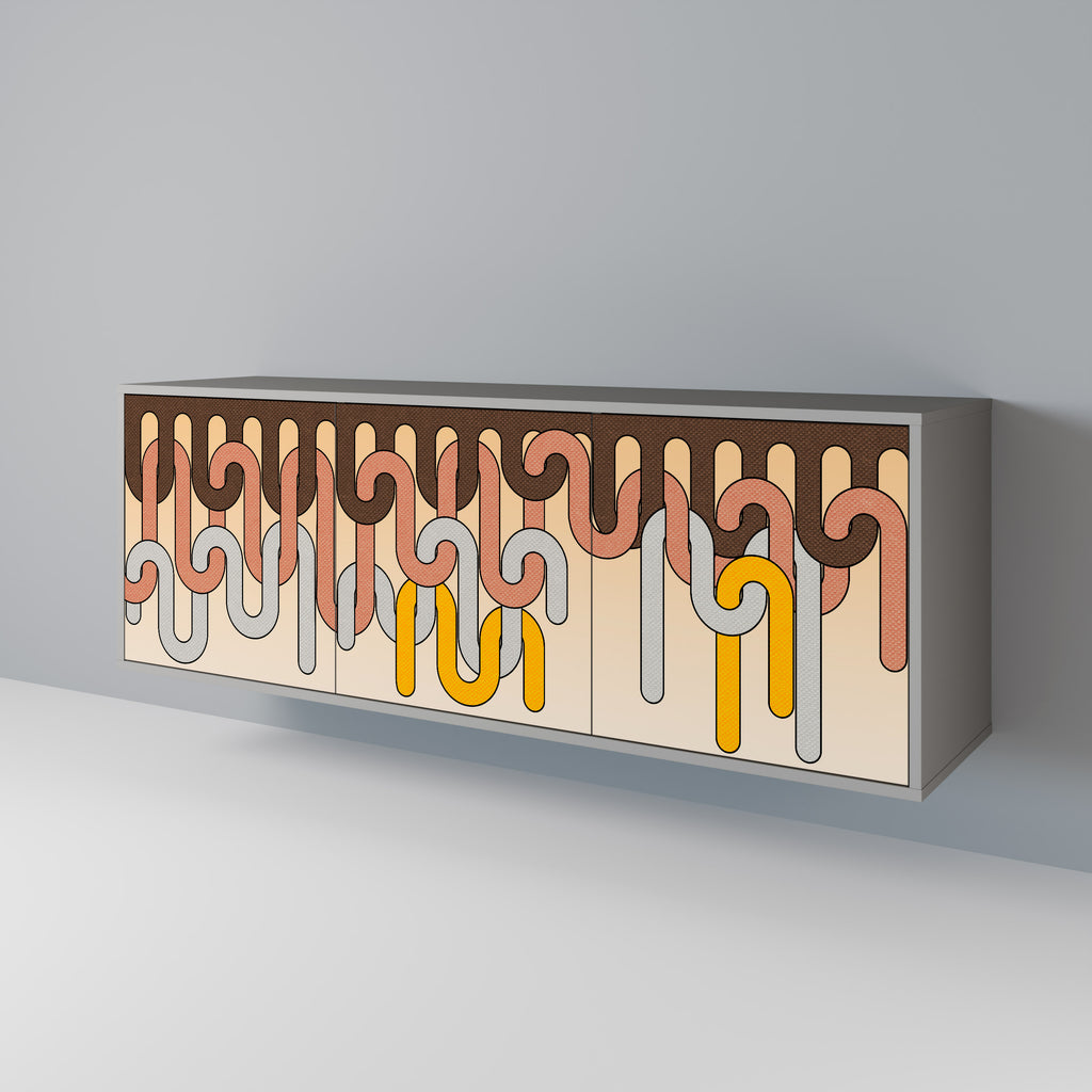 Aparador de 3 puertas COLORFUL STRINGS en acabado gris