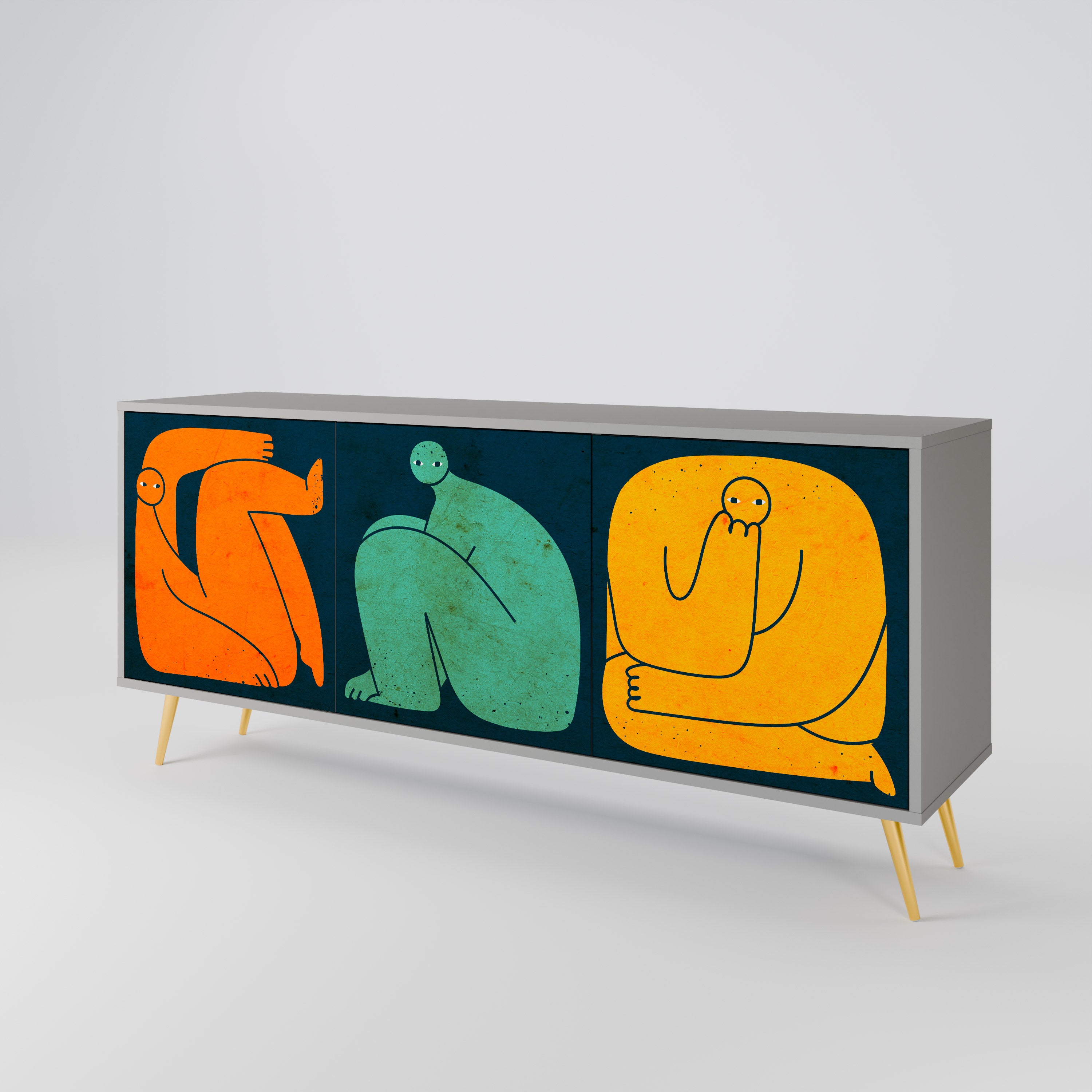 TOGETHER BUT SEPARATELY 3-Door Sideboard in Grey Finish