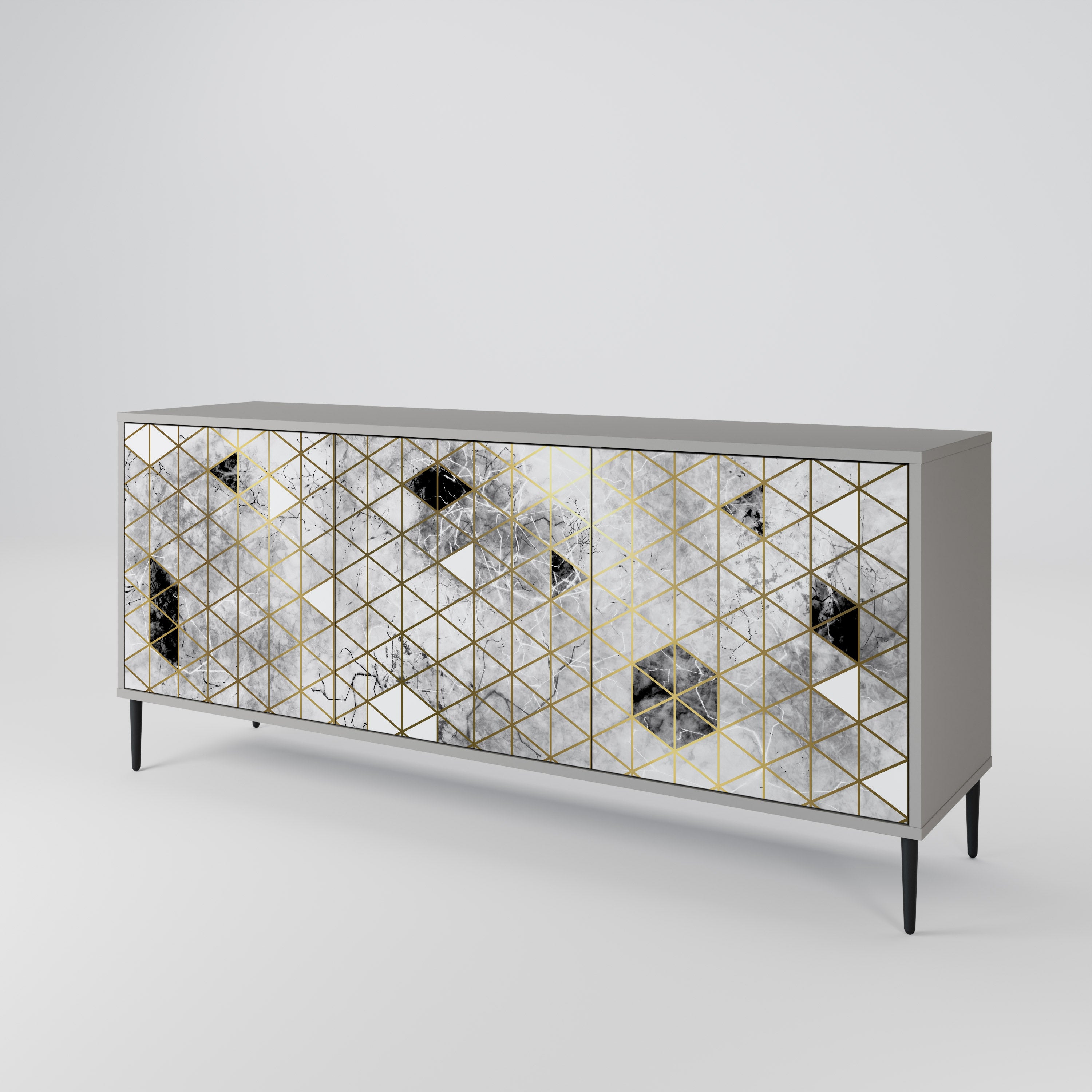 ASHEN ARIA 3-Door Sideboard in Grey Finish