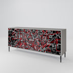 BROKEN LINES Aparador de 3 Puertas en Acabado Gris