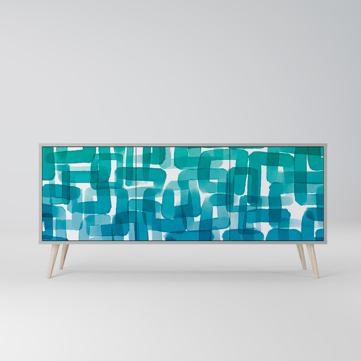 TURQUOISE RECTANGLES Aparador de 3 Puertas