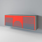 RISING GEOMETRY STARS Aparador de 3 Puertas en Acabado Gris