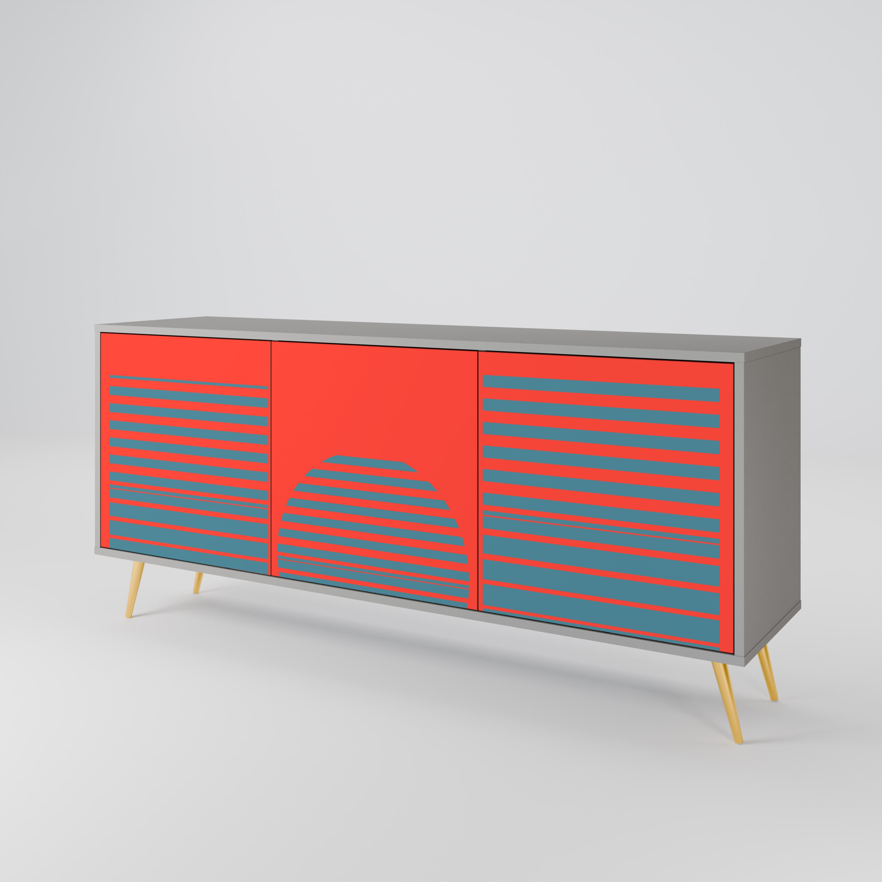 RISING GEOMETRY STARS 3-Door Sideboard in Grey Finish