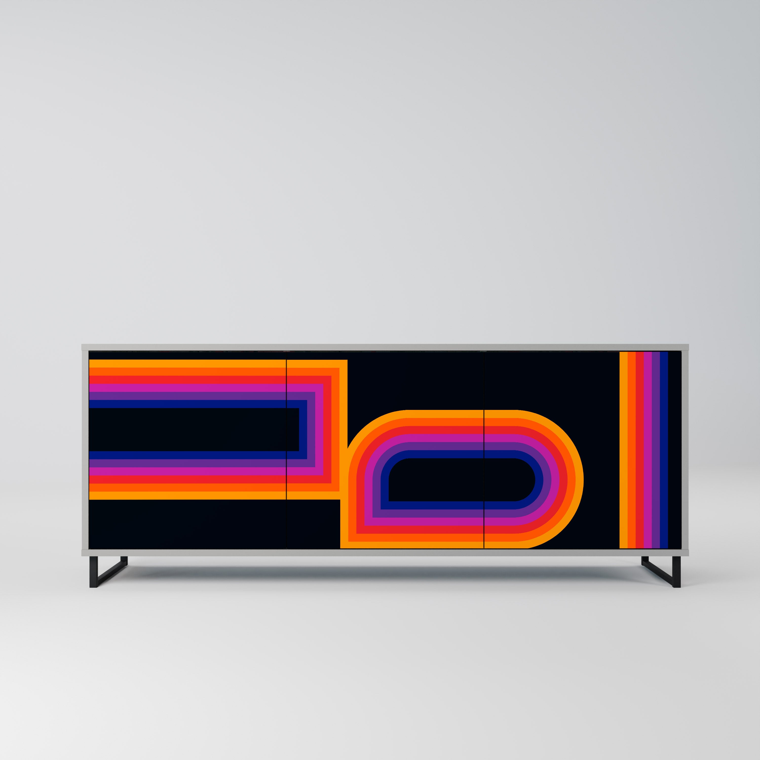 BLINDED BY THE LIGHTS 3-Door Sideboard in Grey Finish