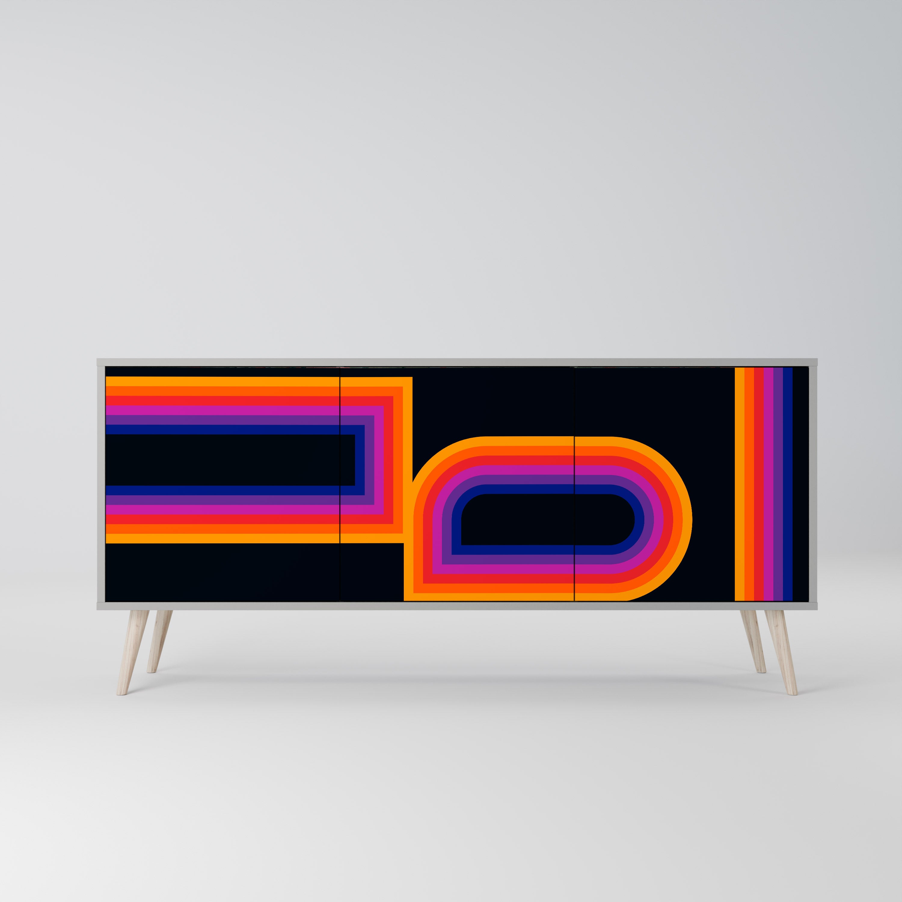 BLINDED BY THE LIGHTS 3-Door Sideboard in Grey Finish