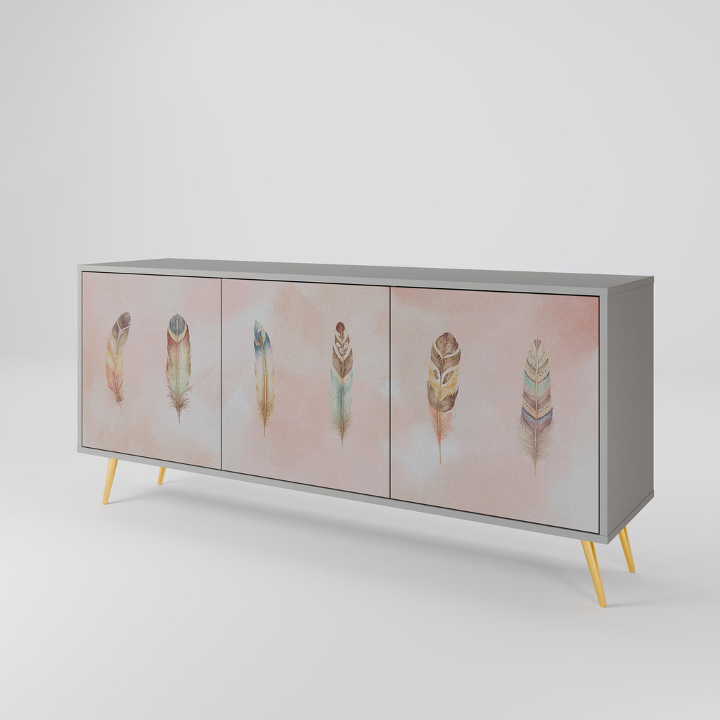 THE DELIQUESCE 3-Door Sideboard in Grey Finish