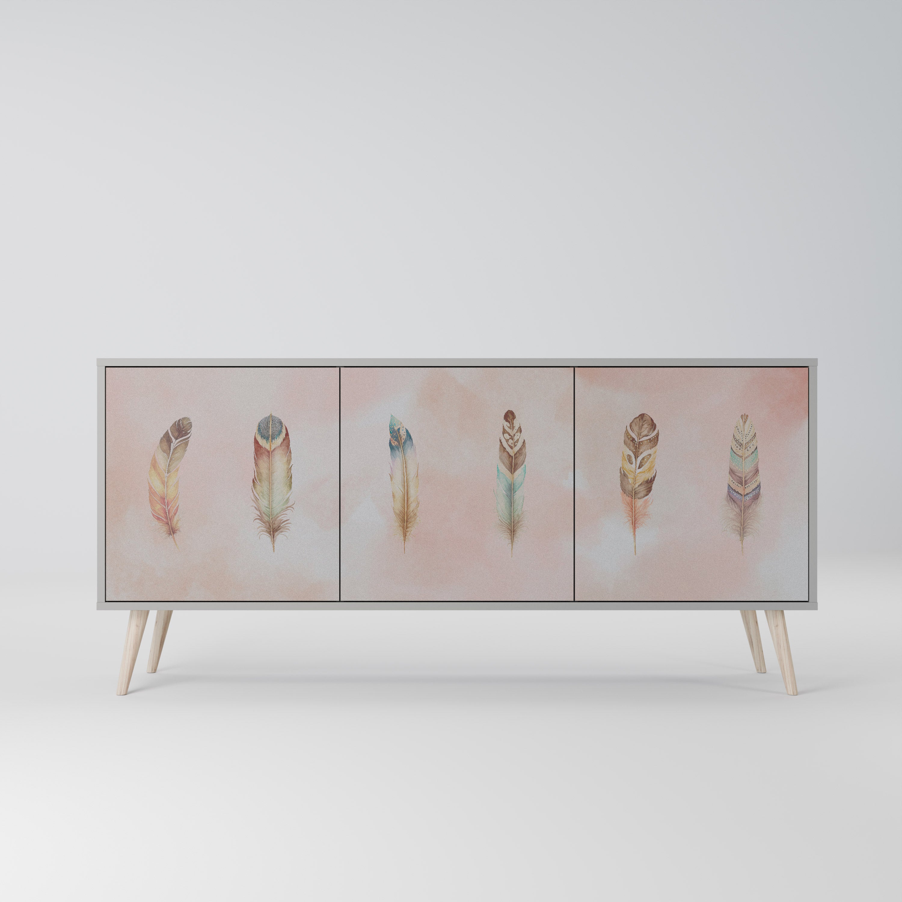 THE DELIQUESCE 3-Door Sideboard in Grey Finish