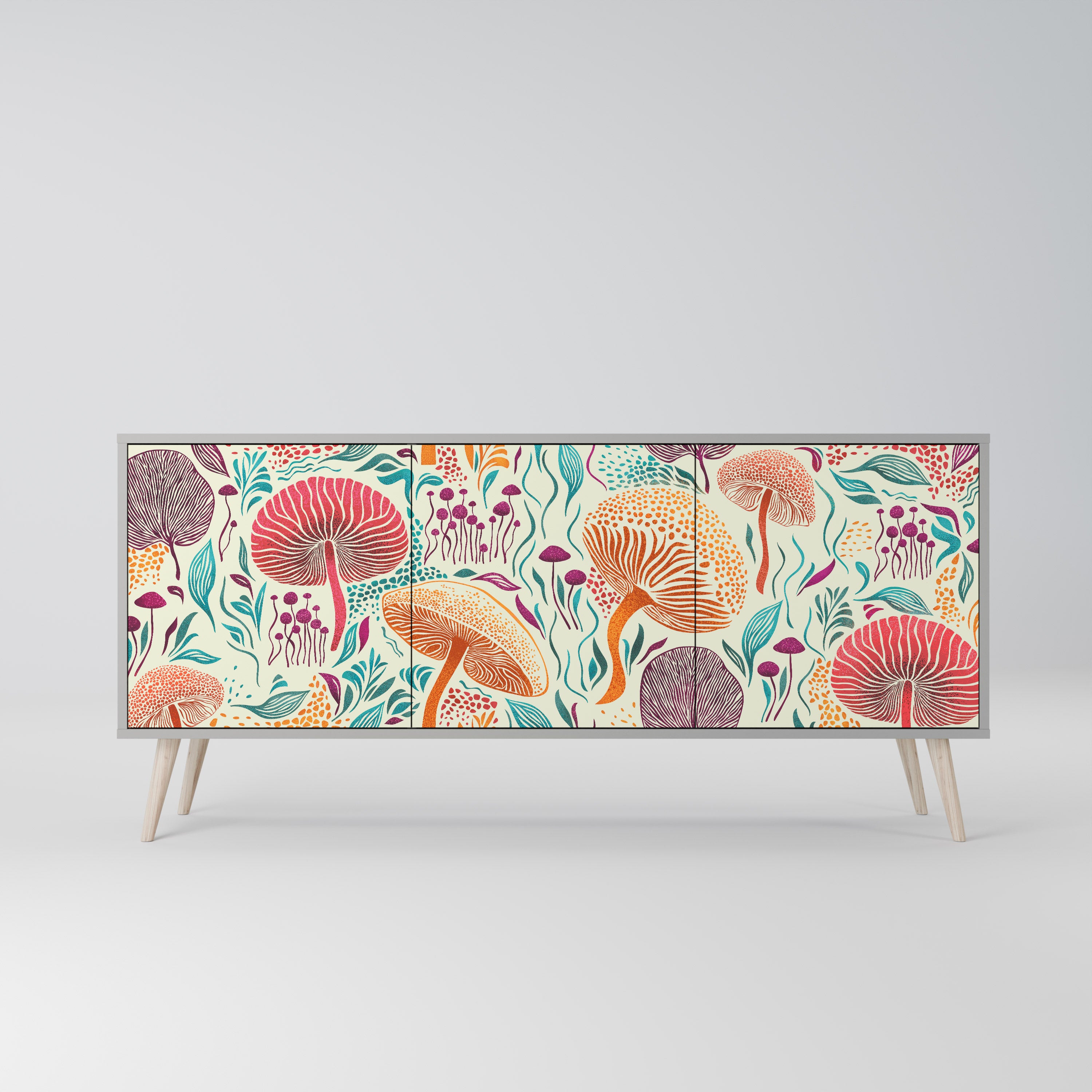 FUNGUS FANTASY 3-Door Sideboard in Grey Finish