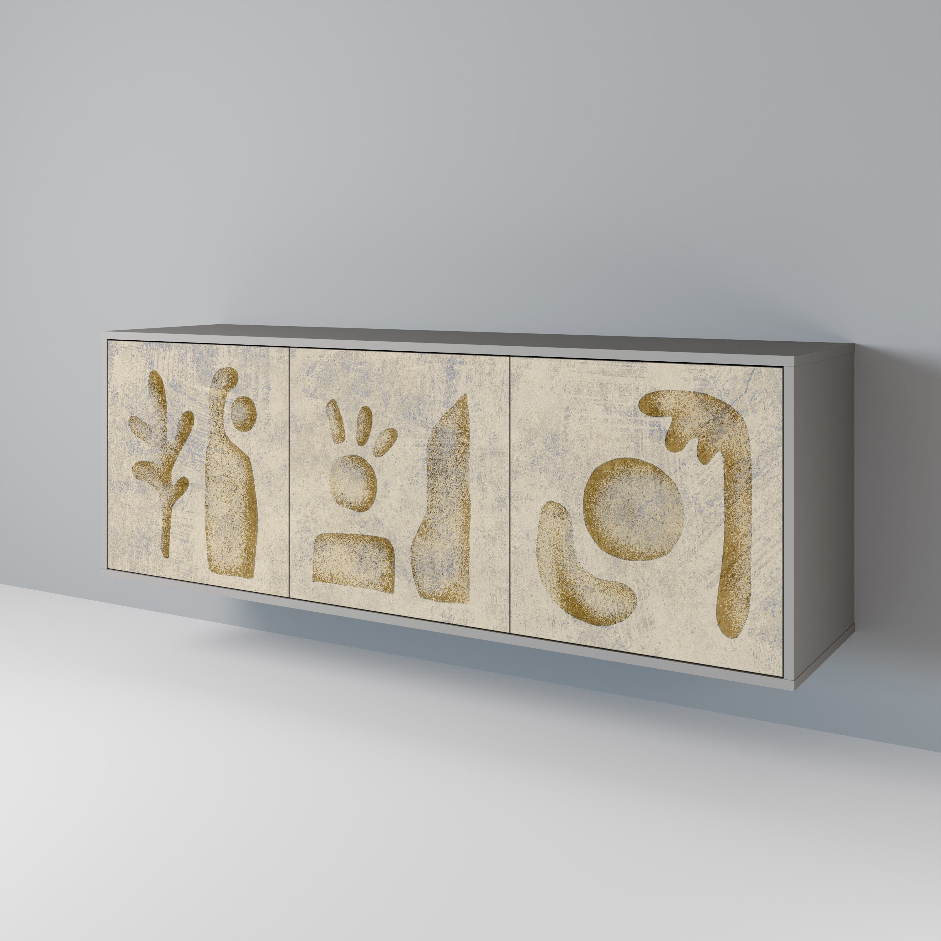 SAND SCULPTURES 3-Door Sideboard in Grey Finish