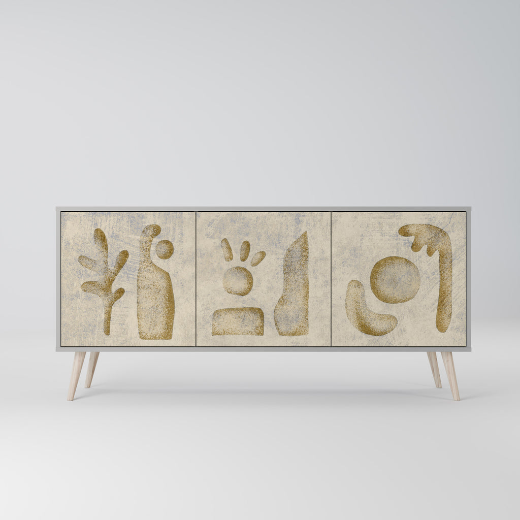 SAND SCULPTURES 3-Door Sideboard in Grey Finish