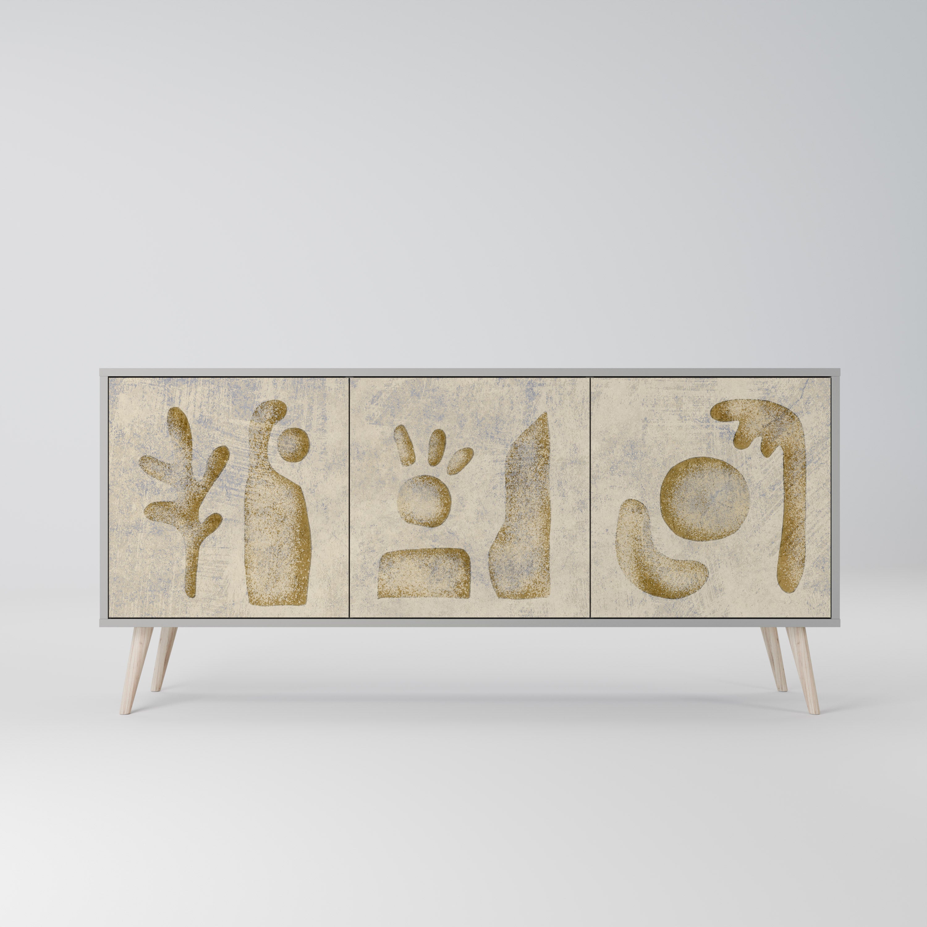 SAND SCULPTURES 3-Door Sideboard in Grey Finish