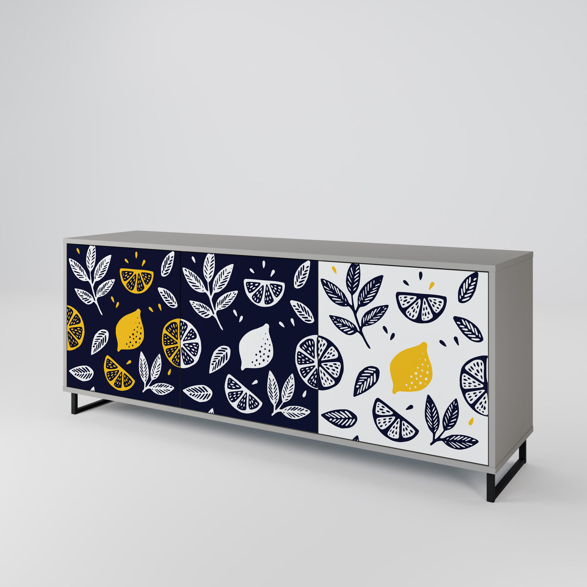 CITRUS BLACK AND WHITE Aparador de 3 Puertas