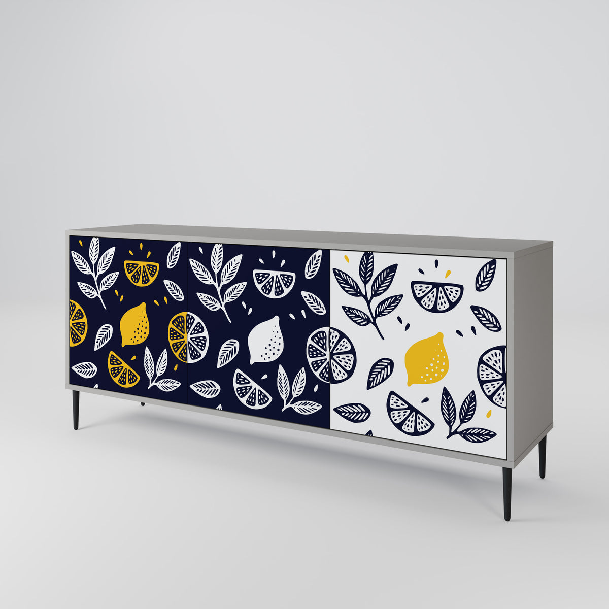 CITRUS BLACK AND WHITE Aparador de 3 Puertas