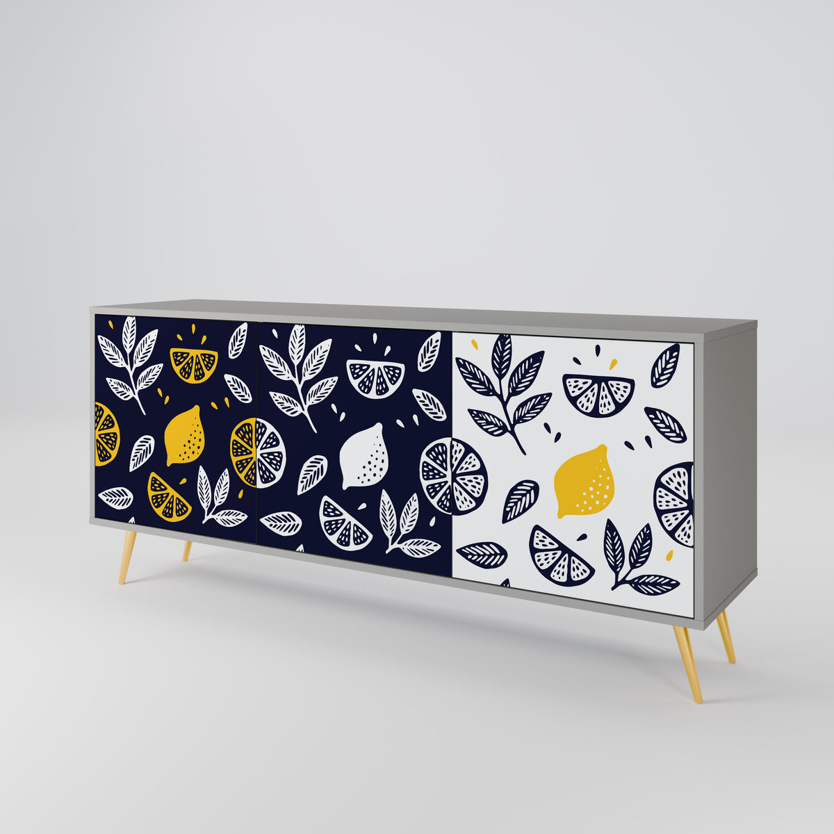 CITRUS BLACK AND WHITE Aparador de 3 Puertas