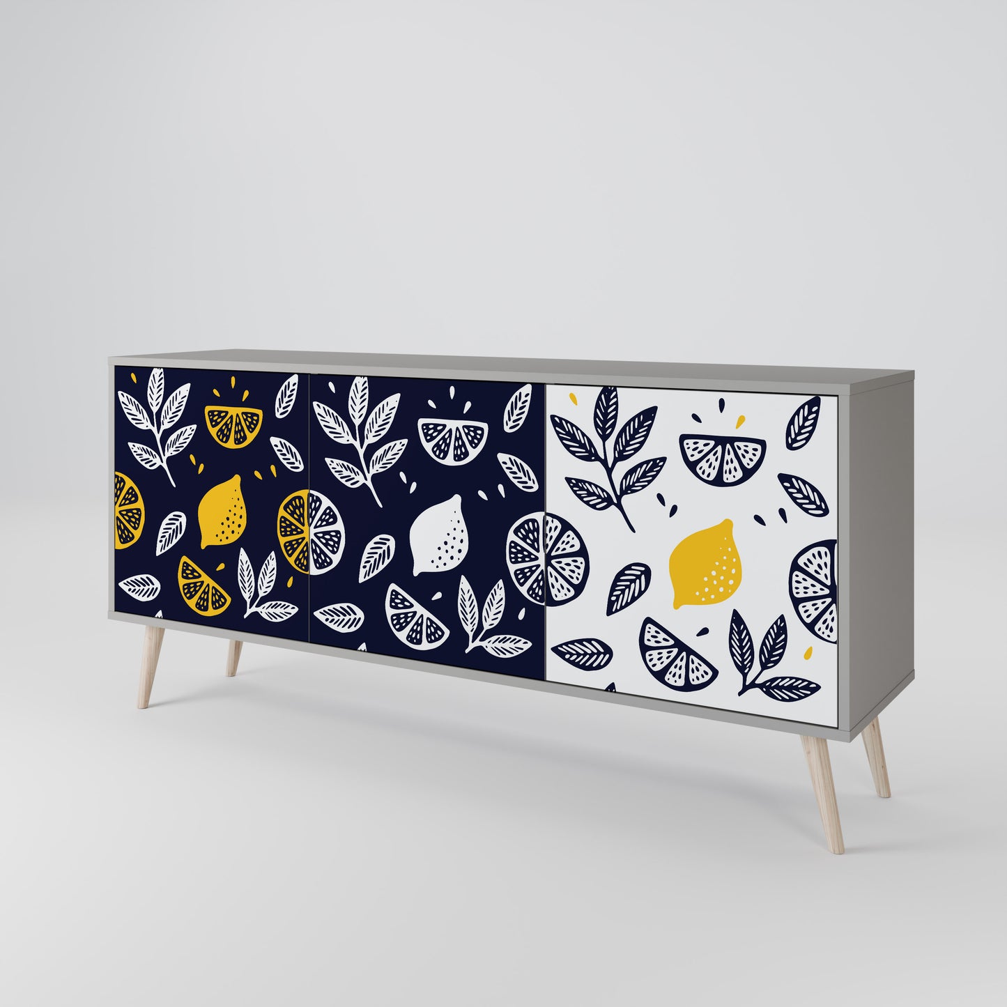 CITRUS BLACK AND WHITE Aparador de 3 Puertas