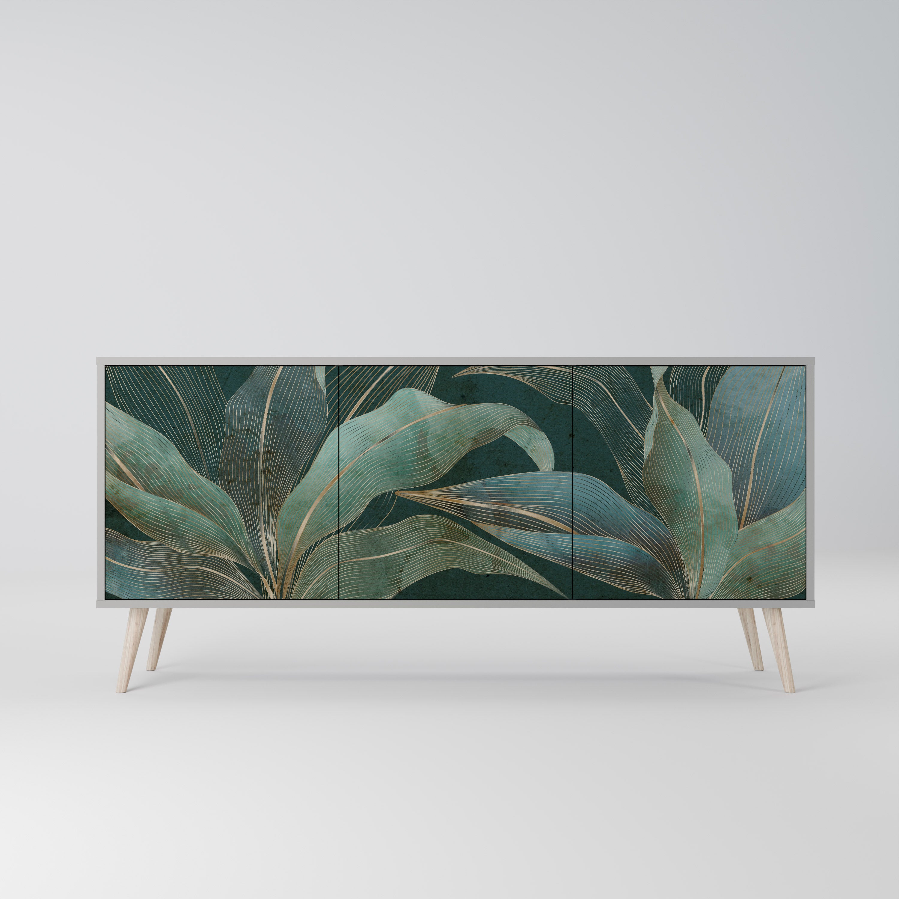 ROYAL GREEN 3-Door Sideboard in Grey Finish