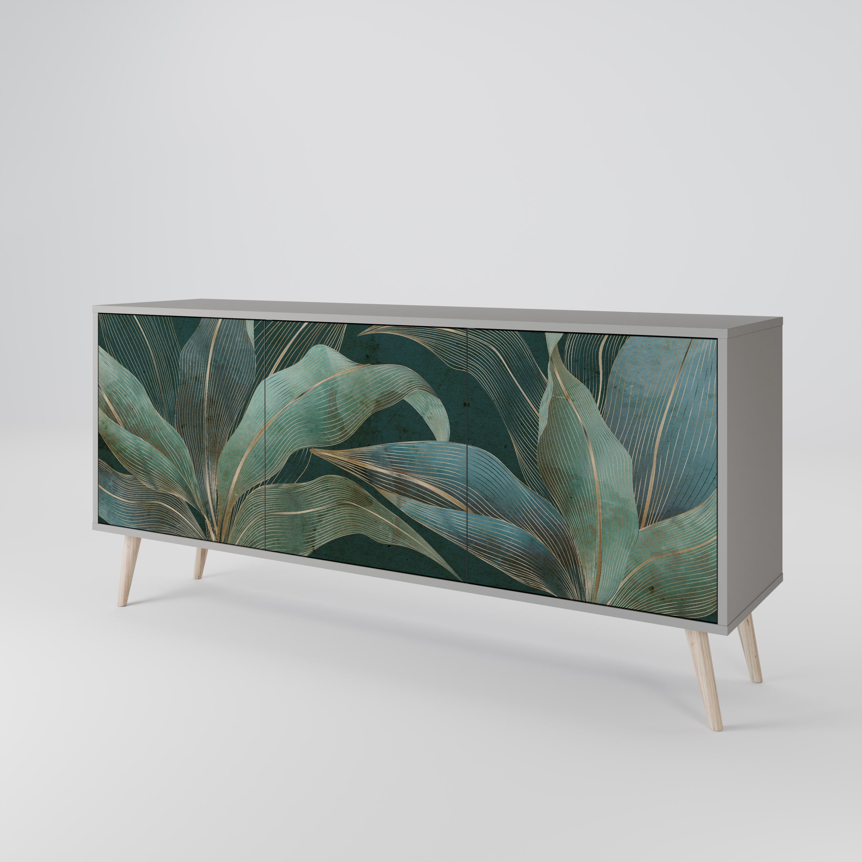 ROYAL GREEN 3-Door Sideboard in Grey Finish
