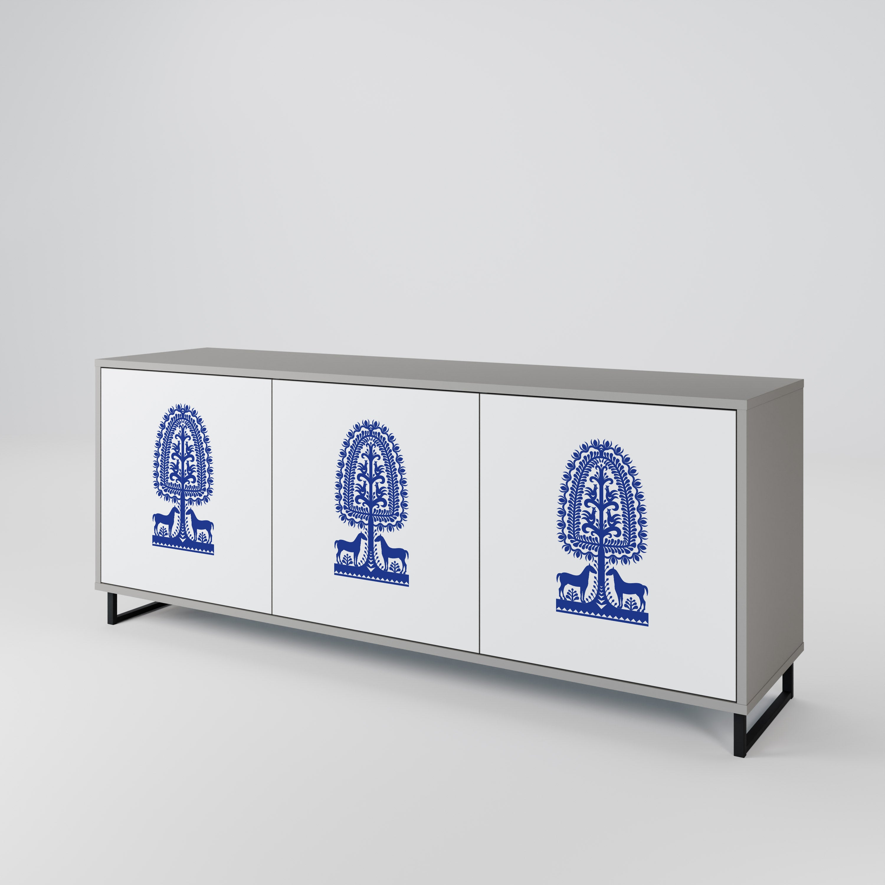 POLISH FOLK ART 3-Door Sideboard