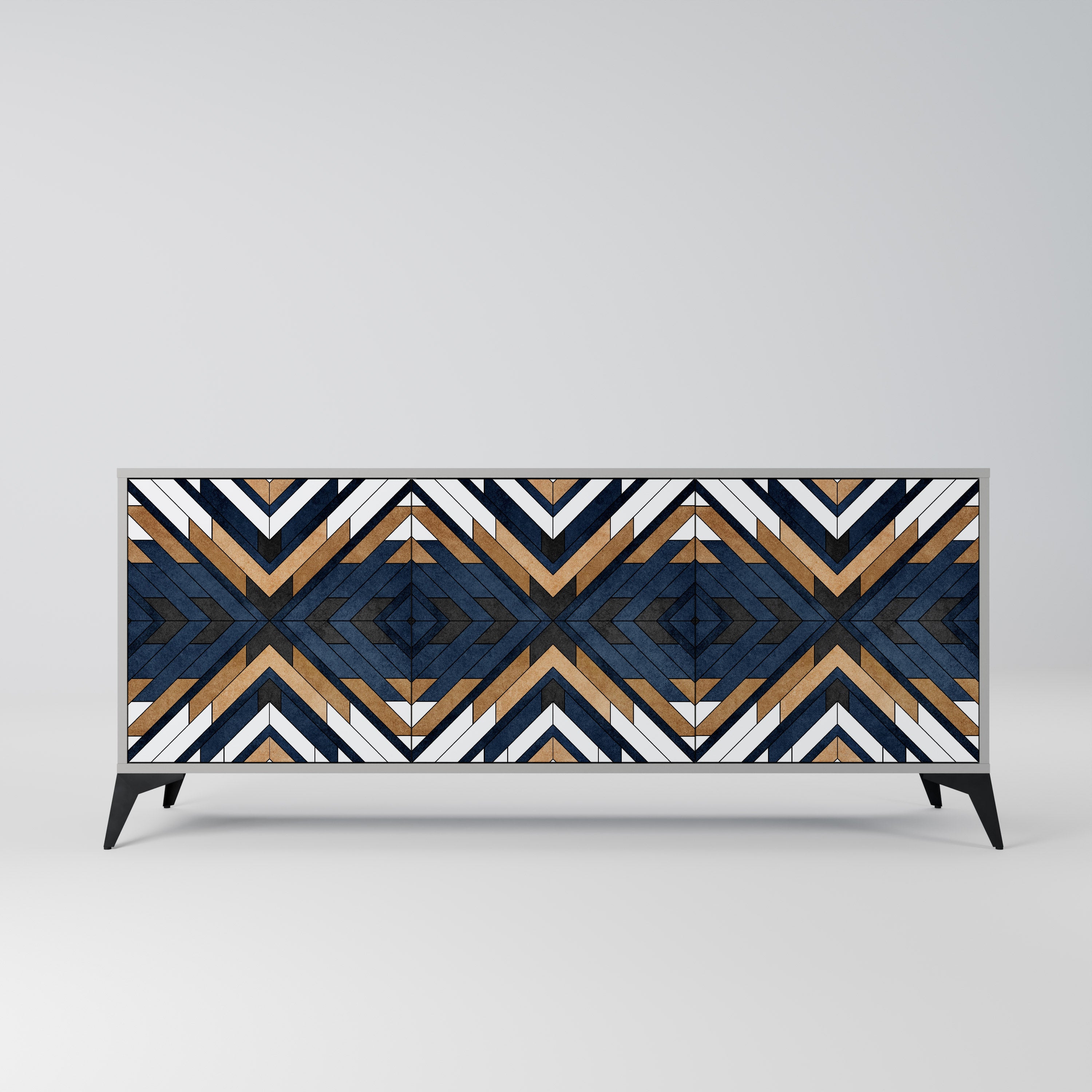 ARTFUL GEOMETRY 3-Door Sideboard in Grey Finish