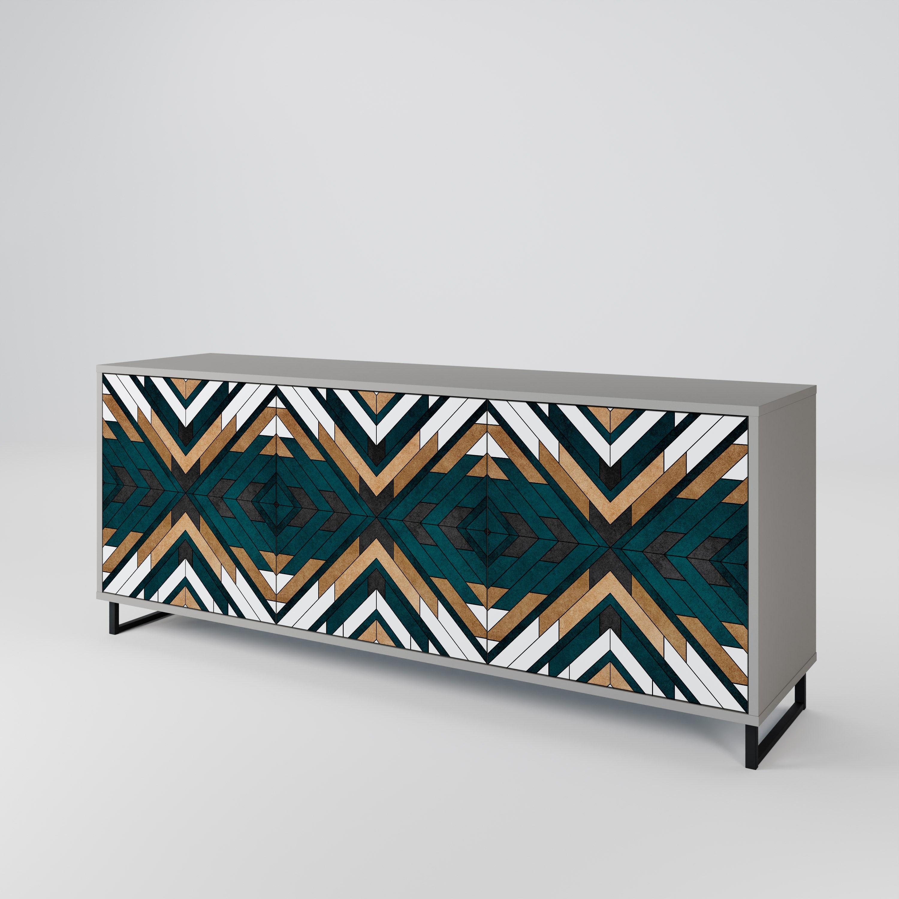 ARTISTIC GEOMETRY 3-Door Sideboard in Grey Finish