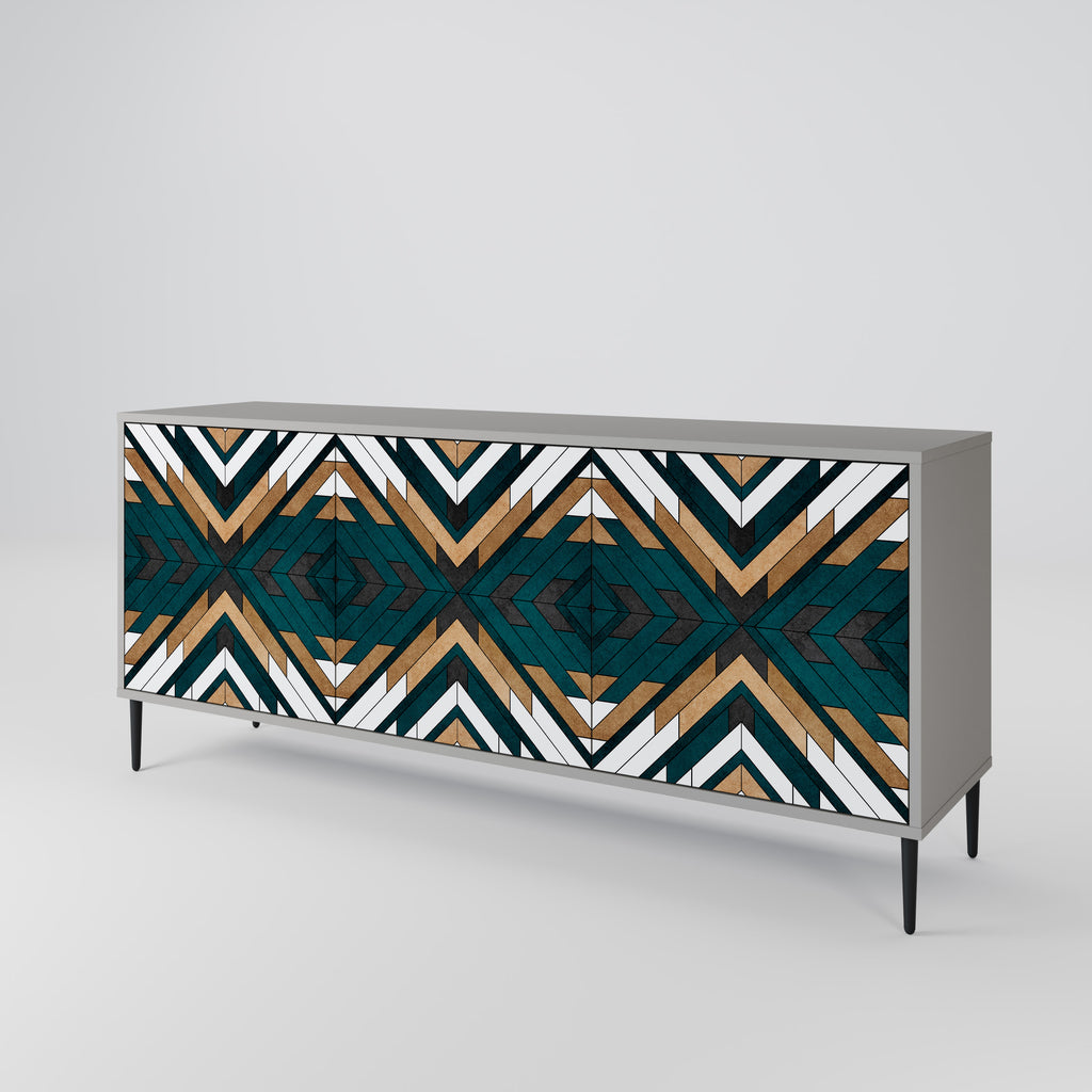 ARTISTIC GEOMETRY 3-Door Sideboard in Grey Finish