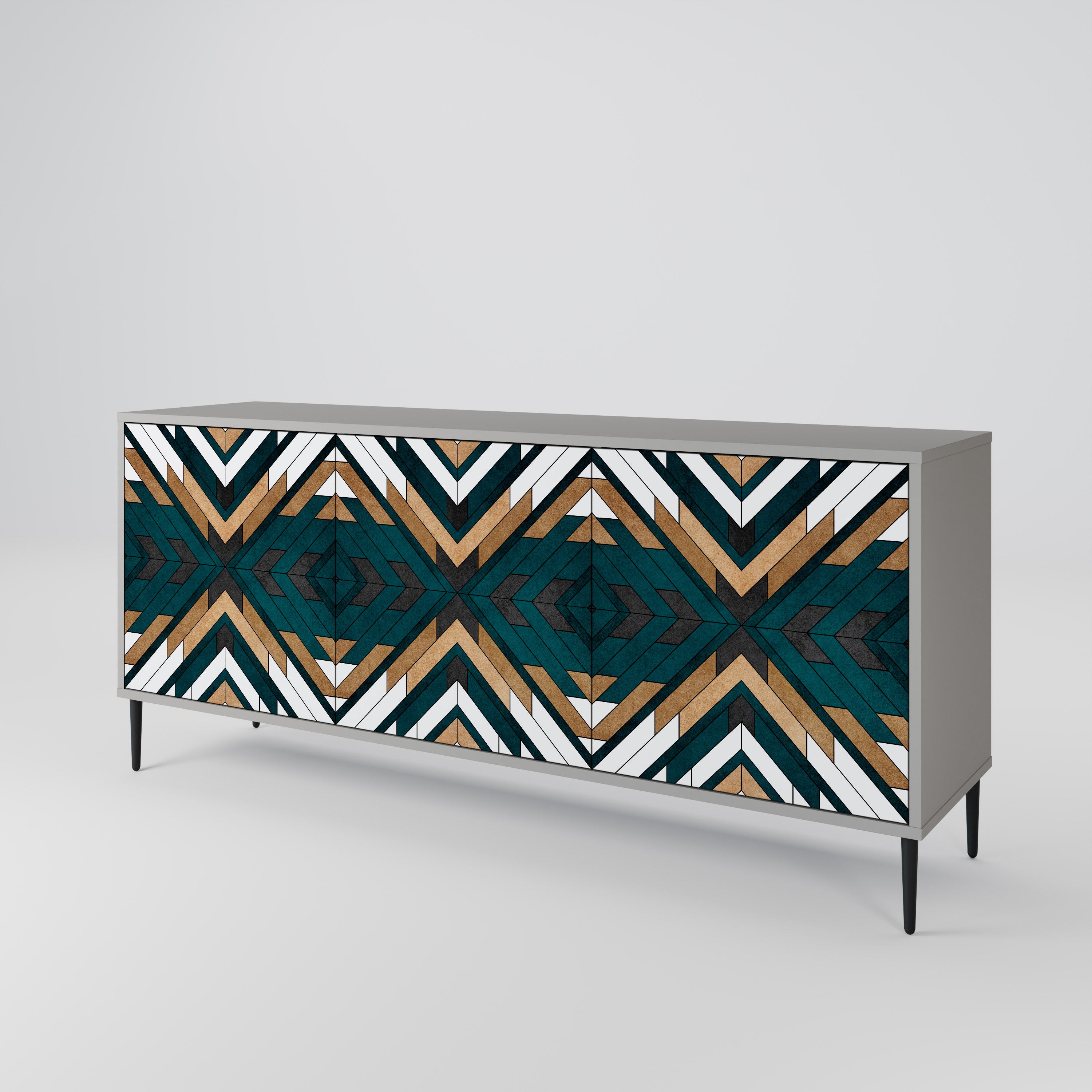ARTISTIC GEOMETRY 3-Door Sideboard in Grey Finish