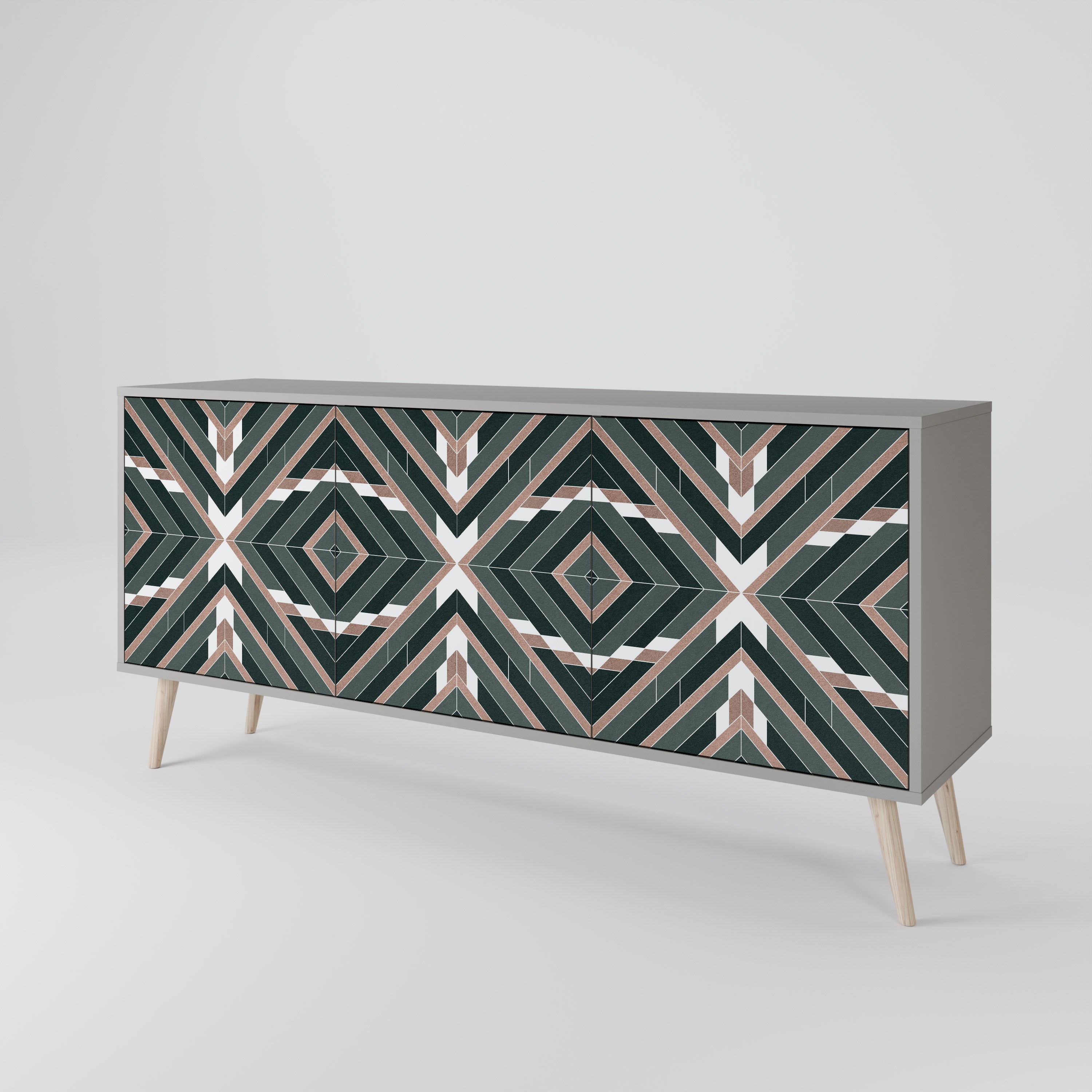 DIMENSION DELIGHTS 3-Door Sideboard in Grey Finish