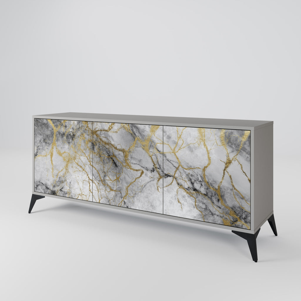 TIMELESS GLIDE 3-Door Sideboard in Grey Finish