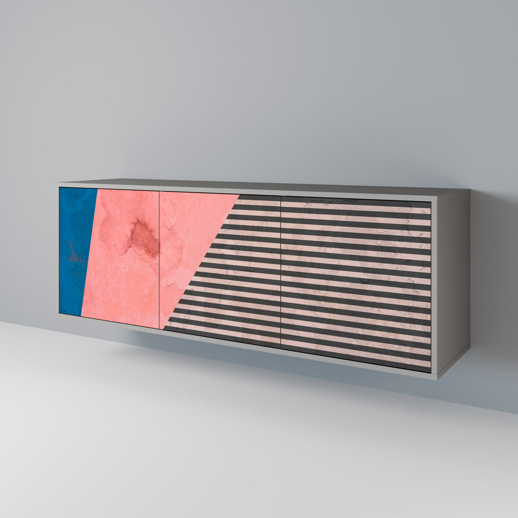 Aparador GLAMOROUS STRIPE de 3 puertas en acabado gris