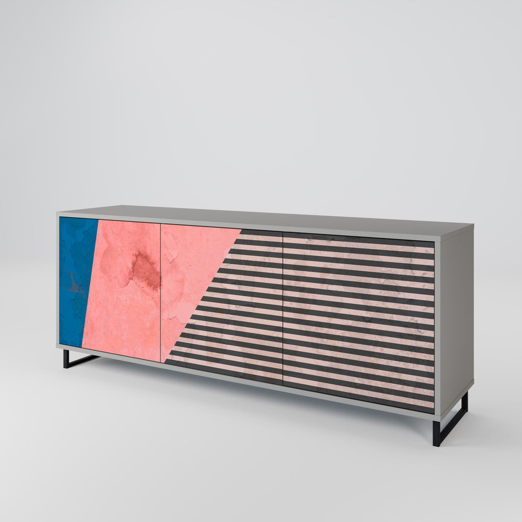 Aparador GLAMOROUS STRIPE de 3 puertas en acabado gris