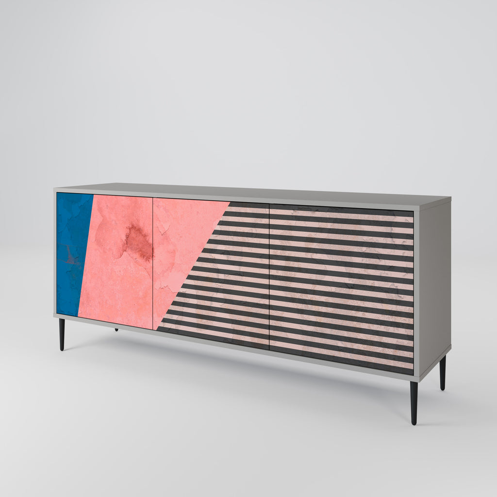 Aparador GLAMOROUS STRIPE de 3 puertas en acabado gris