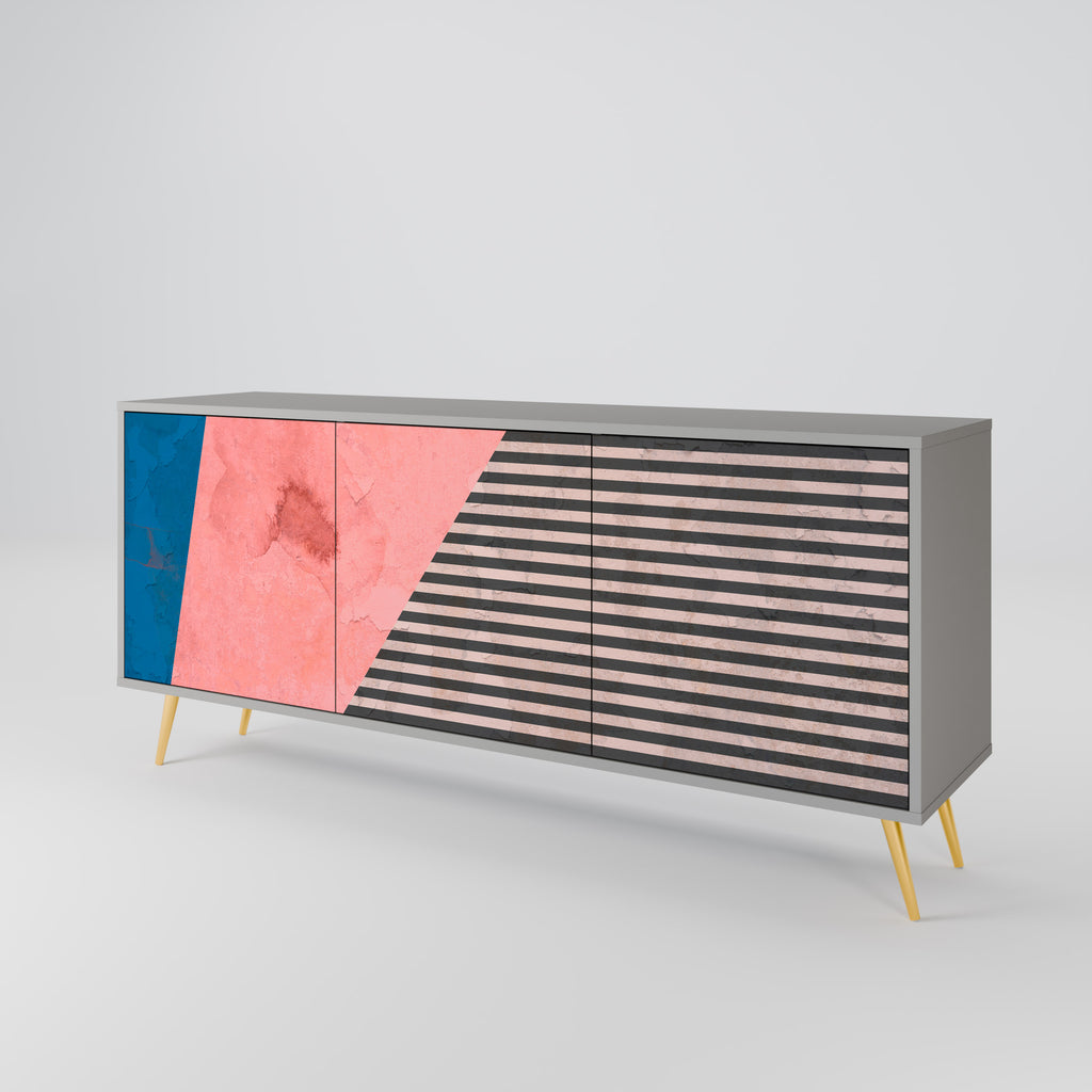 Aparador GLAMOROUS STRIPE de 3 puertas en acabado gris