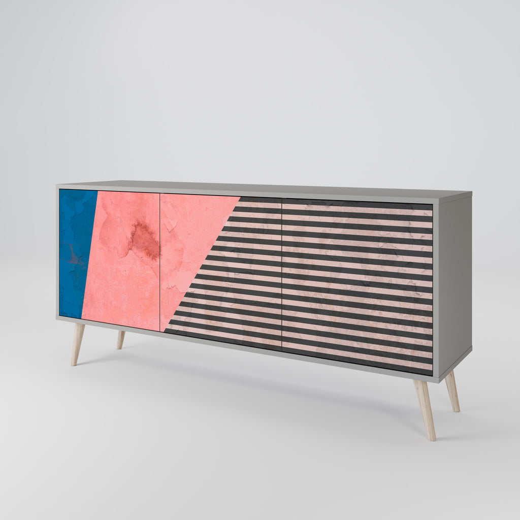 Aparador GLAMOROUS STRIPE de 3 puertas en acabado gris