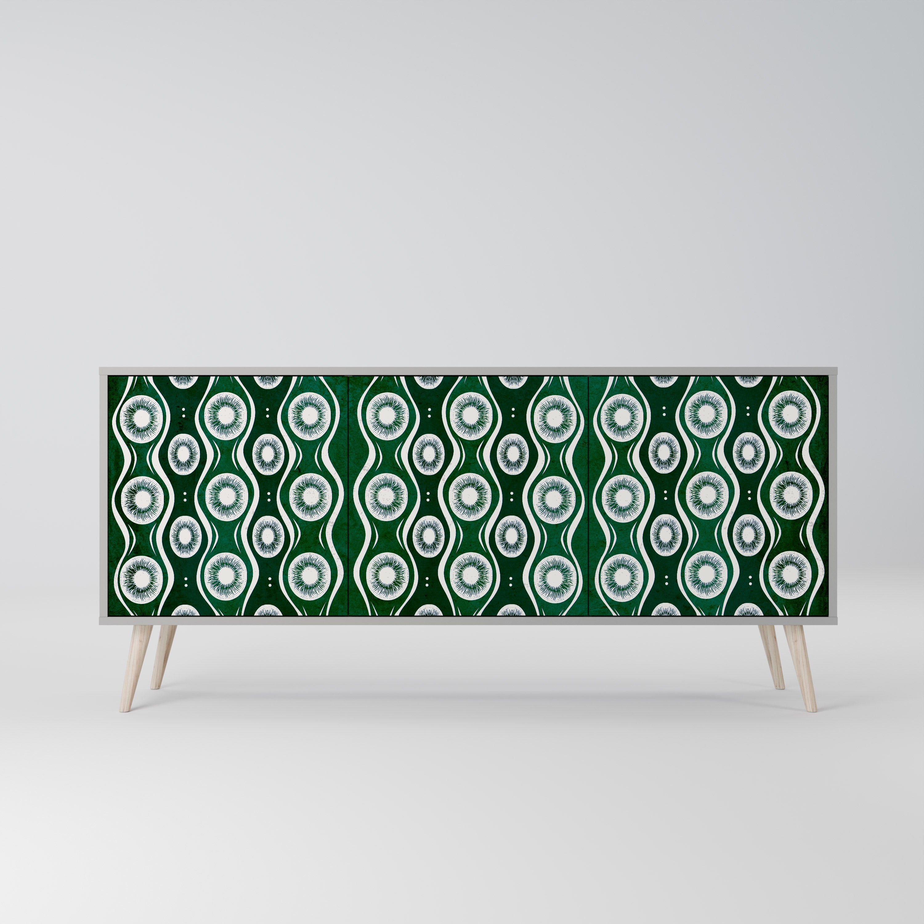 GREEN EYES 3-Door Sideboard in Grey Finish