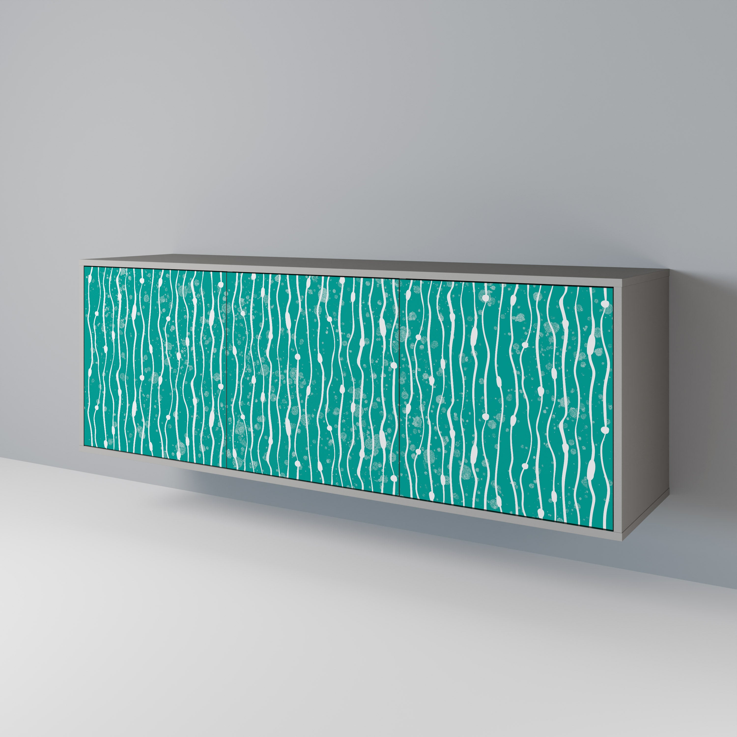 TURQUOISE RAIN 3-Door Sideboard in Grey Finish