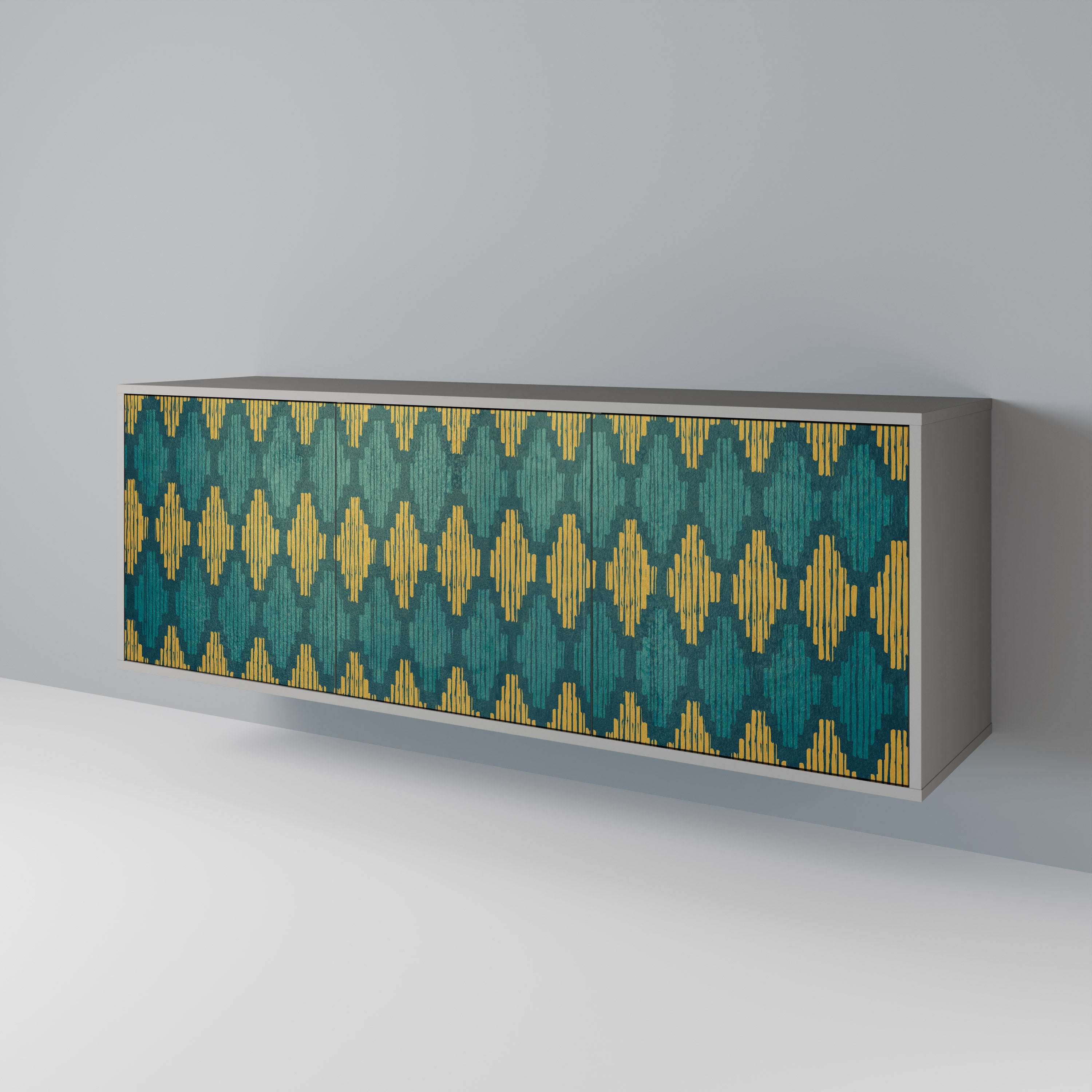 POLYGONS 3-Door Sideboard in Grey Finish