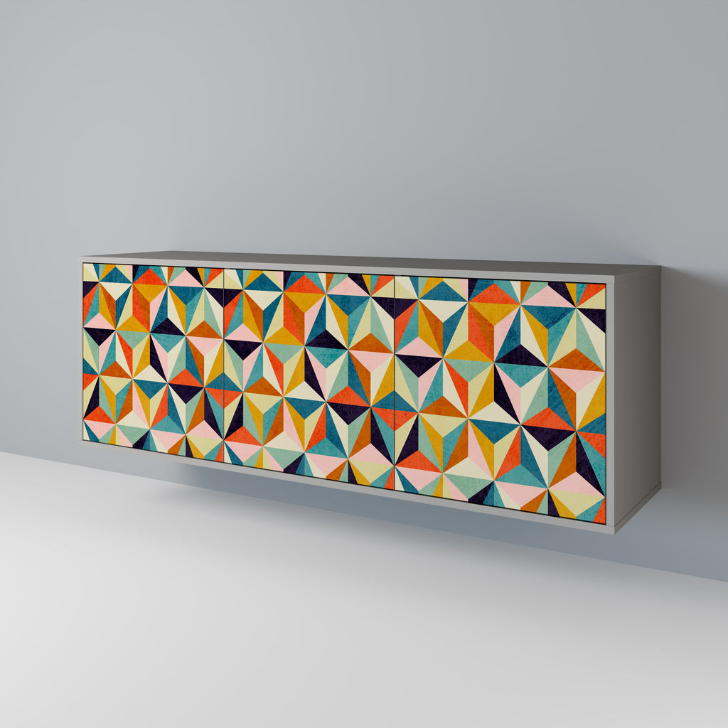 TESSELATE TREASURES 3-Door Sideboard in Grey Finish