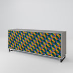 PAINTED SQUARES MIX 3-Door Sideboard in Grey Finish