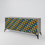 PAINTED SQUARES MIX 3-Door Sideboard in Grey Finish