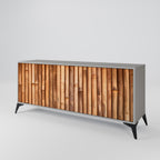 NATURAL WOOD 3-Door Sideboard in Grey Finish