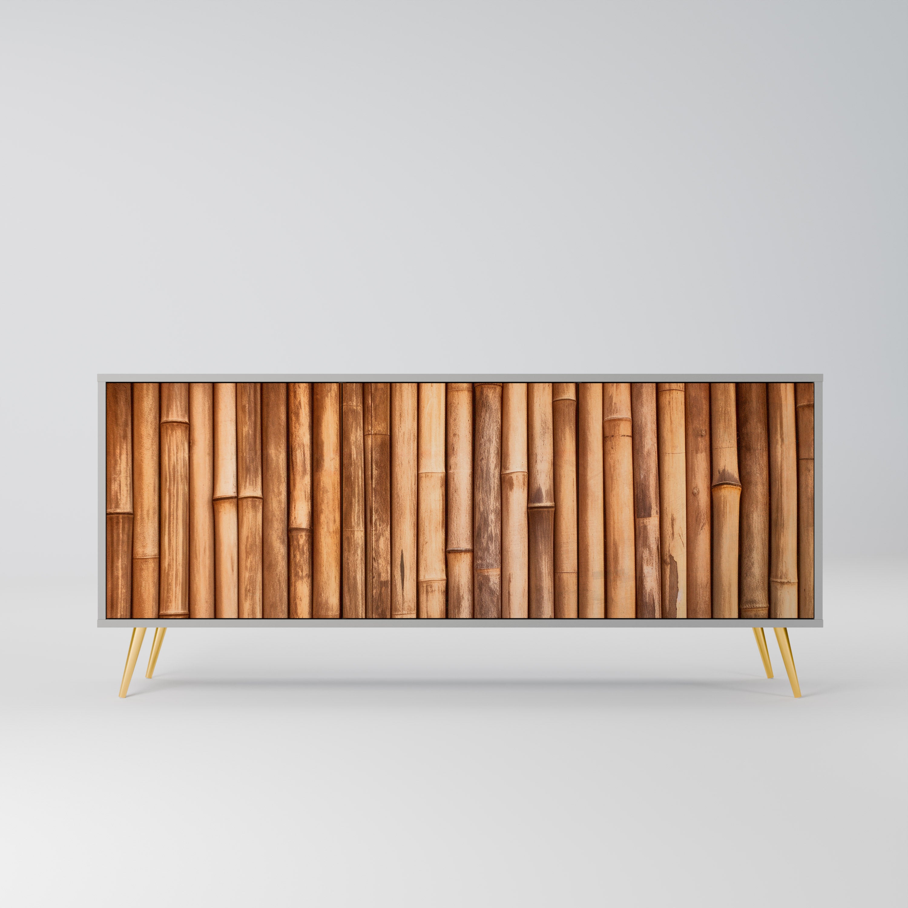 NATURAL WOOD 3-Door Sideboard in Grey Finish