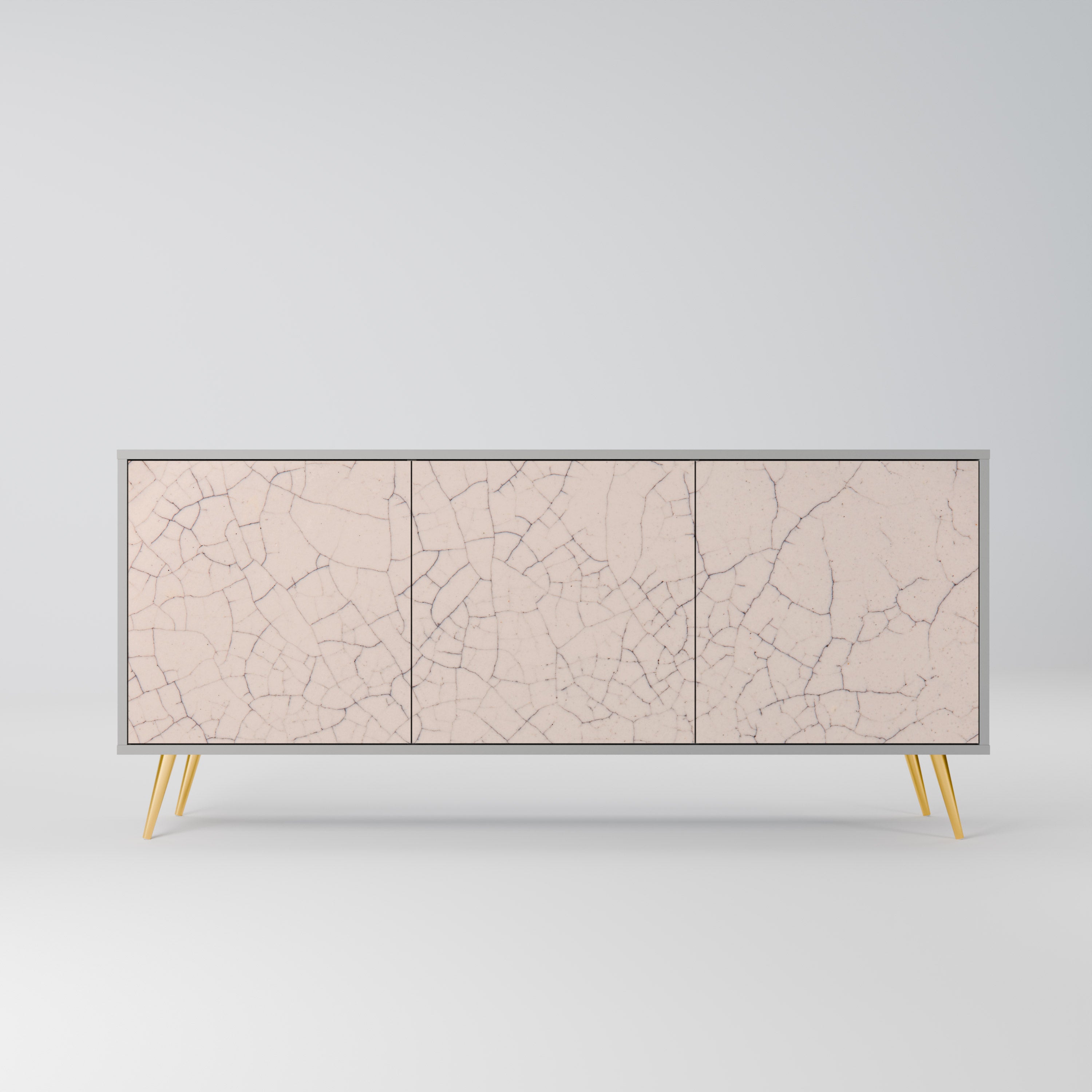 CERAMIC TEXTURE 3-Door Sideboard in Grey Finish