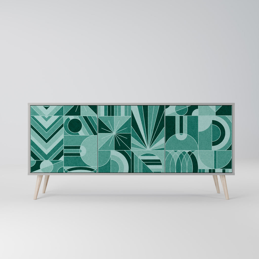 HARMONIC GRID 3-Door Sideboard in Grey Finish