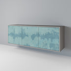 SKY WASH Aparador de 3 Puertas en Acabado Gris